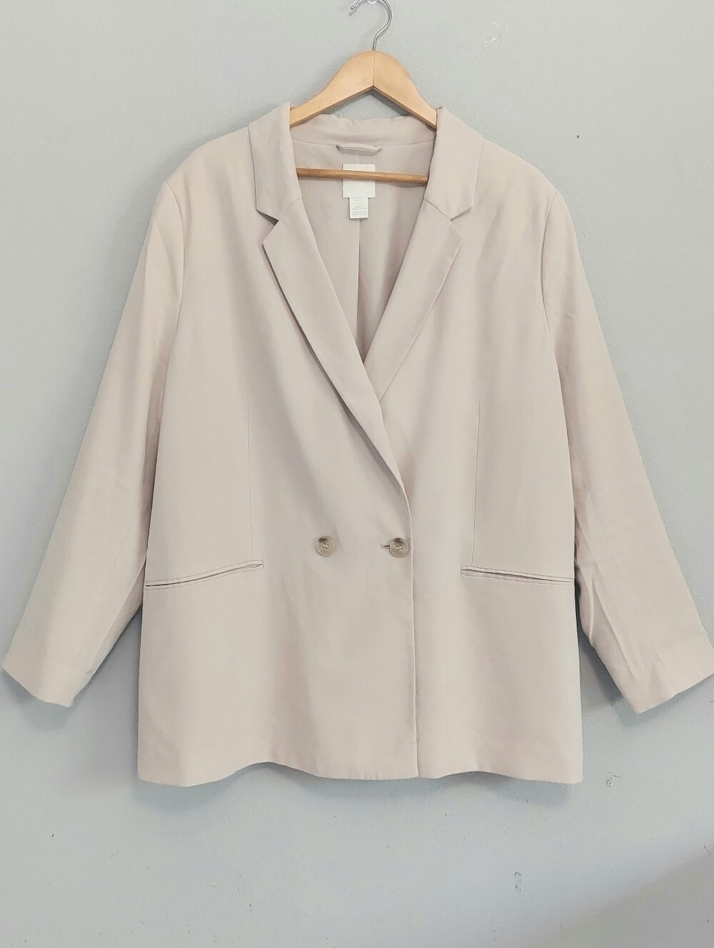 H&M Classic Double Breasted Lightweight Cream Blazer XLarge Relaxed Fit
